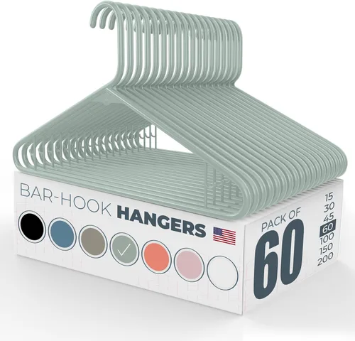 Miniatura 66 de Paquete de 100 perchas de plástico, fabricadas en los Estados Unidos, capacidad de 6 libras, perchas estándar con ganchos para correa para vestidos