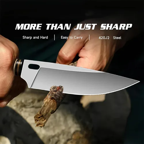 Miniatura 6 de Plys Cuchillo de hoja fija, cuchillo de supervivencia, Cuchillos de caza con funda de cuero, Cuchillos de barbacoa de hoja afilada al aire libre