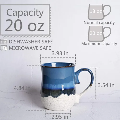 Miniatura 2 de Bosmarlin - Taza grande de cerámica para café, 20 onzas, gran taza de té para oficina y hogar, apta para lavavajillas y microondas