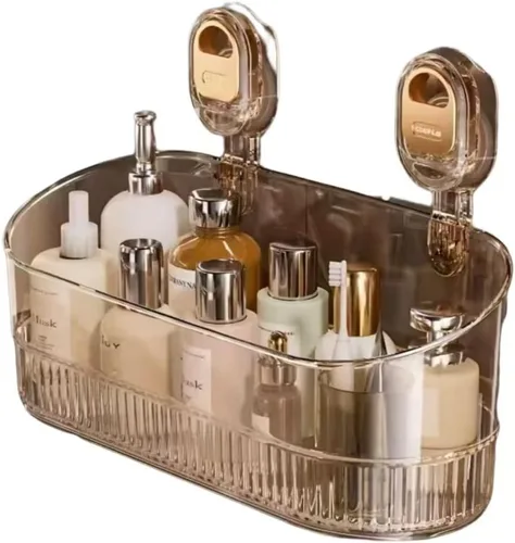 Organizador de ducha de baño transparente, estante de almacenamiento de montaje en pared con ventosas, estante de almacenamiento de baño 12.7 x 4.5