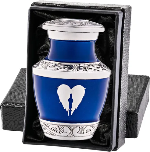 Miniatura 12 de Urna pequeña para cenizas de recuerdo para mujeres y hombres, mini urnas de corazón para cenizas humanas masculinas o femeninas, mini urnas azules