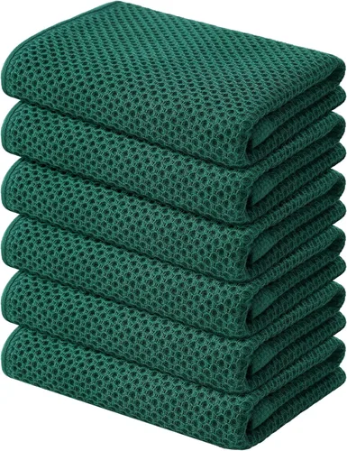 Miniatura 133 de Kitinjoy - Paños de cocina de 100 % algodón, tela de tejido gofrado, paño de limpieza ultrasuave, absorbente y de secado rápido. Gris Oscuro