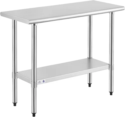 Miniatura 62 de Mesa de acero inoxidable para preparación y trabajo con protector contra salpicaduras, 24x72 pulgadas