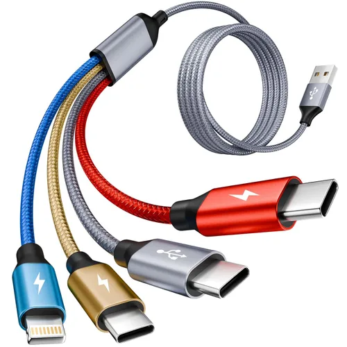 Miniatura 10 de Cable de carga múltiple USB C Splitter 1 paquete, cable de carga USB A/C a USB C, cable de carga dual tipo C, cable de carga múltiple 4 en 2 con 4