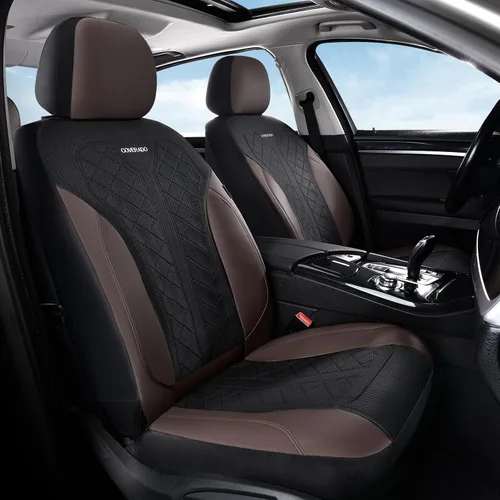 Miniatura 22 de Coverado Fundas de asiento delantero, fundas de asiento beige, 2 asientos, protectores de cuero para automóvil, paquete de 2, fundas de asiento
