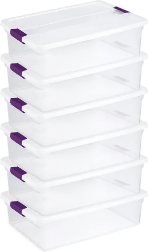 Miniatura 10 de Sterilite ClearView - Paquete de 12 cajas de pestillo de 6 cuartos de galón, contenedores organizadores apilables con tapas de pestillo