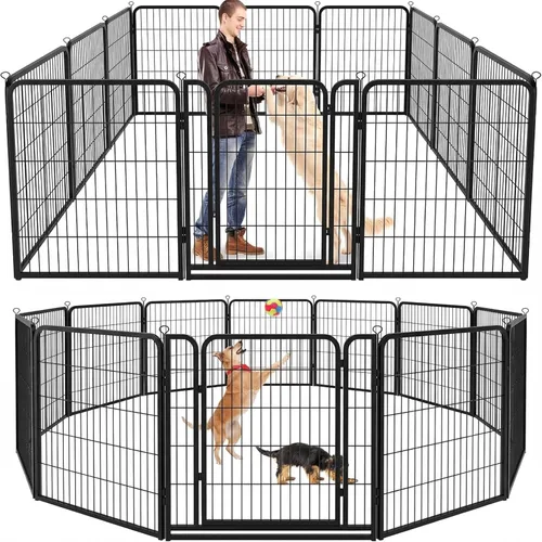 Miniatura 15 de Kfvigoho Corralito para perros para exteriores, extra ancho, 12 paneles de alta resistencia con revestimiento antioxidante, valla para perro