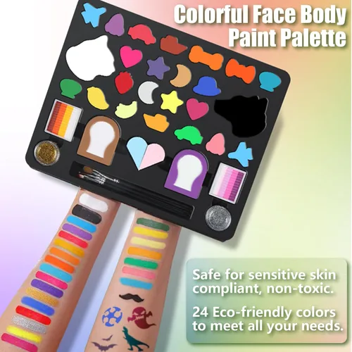Miniatura 3 de AMIIR Kit de pintura facial de maquillaje de Halloween, aspecto SFX, disfraz de cosplay, fiesta de cumpleaños, dibujo divertido con accesorios