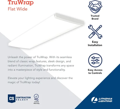 Miniatura 2 de Lithonia Lighting TruWrap - Lámpara de techo LED de 4 pies, luz LED envolvente de bajo perfil, lúmenes ajustables, seleccionable blanco