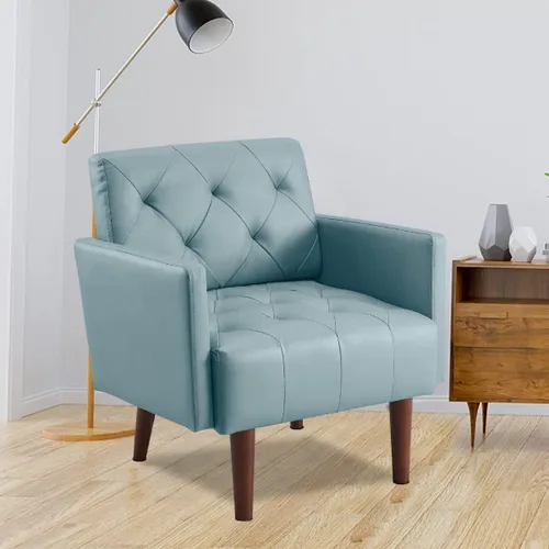 Miniatura 8 de Silla decorativa moderna, sillón de terciopelo esmerilado suave, silla tapizada con patas de carne, cómoda silla de lectura con reposabrazos anchos