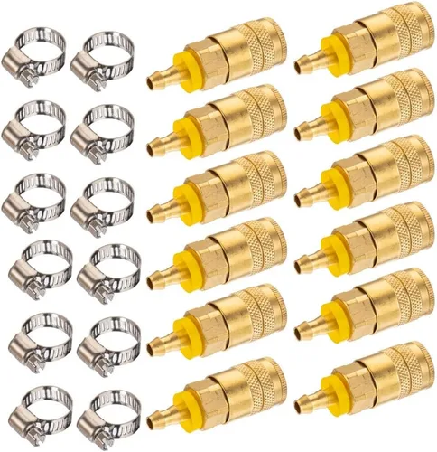 Miniatura 12 de 1/4 accesorios de conexión rápida, acoplamiento de aire industrial 10 piezas, acoplador de aire de conexión rápida de flujo básico de 1/4
