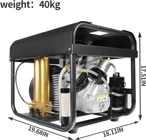 Miniatura 5 de TUXING Compresor de aire PCP, compresor de aire de tanque de buceo de 4500 PSI/30 MPa, compresor de buceo PCP de doble cilindro con sistema interno