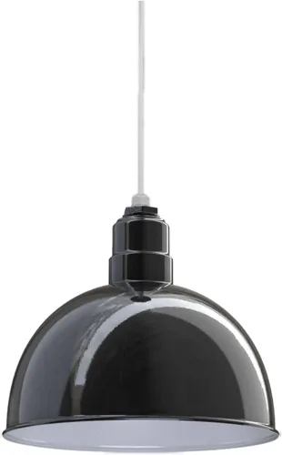 Miniatura 52 de Steel Lighting Co. Colgante de cuenco rosa Lámpara montada en el techo Cúpula de 15 pulgadas vástago de 12 pulgadas Estilo granero de acero