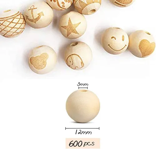 Miniatura 26 de 100 cuentas de madera natural de 0.984 in, cuentas espaciadoras de madera sin terminar de 1 pulgada, bolas redondas para hacer manualidades