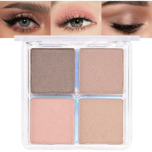 Miniatura 9 de evpct Paleta cuádruple de sombras de ojos marrón nude, brillante nude champán, dorado, marrón, cacao, brillantina, metálico, mate, alto pigmento