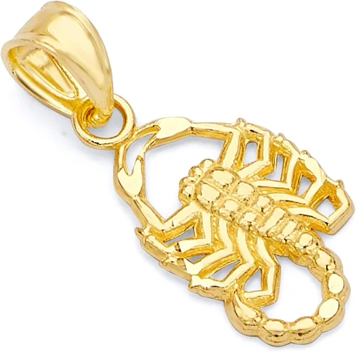 The World Jewelry Center Colgante de escorpión de oro amarillo real de 14 k, Oro de 14 quilates, No es una piedra preciosa