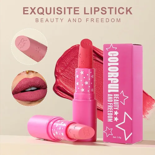 Miniatura 4 de Lápiz labial impermeable mate, pintalabios aterciopelados, cremoso de larga duración, suavizado antiadherente, colores sexys, tinte labial con cera