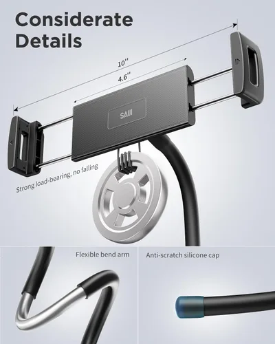 Miniatura 5 de SAIJI Soporte para iPad, soporte ergonómico ajustable para cama, soporte Kindle para leer en la cama, apto para tableta, teléfono, Kindle, monitor