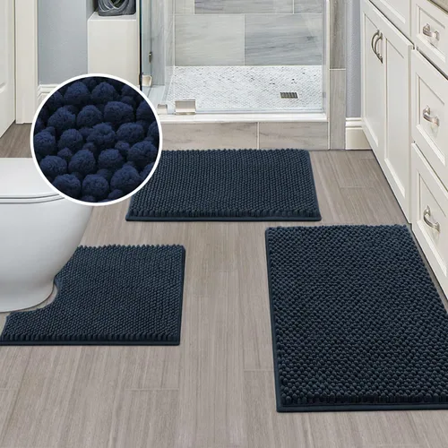 Miniatura 26 de Turquoize Alfombras de baño de felpilla antideslizante para baño, 17 x 24 pulgadas, extra suaves y absorbentes, lavables a máquina, perfectas
