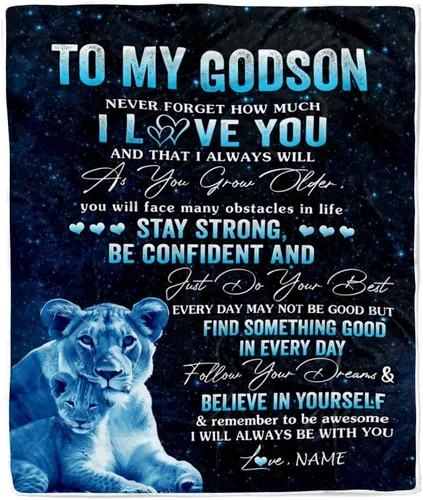 Miniatura 17 de Manta personalizada con texto en inglés «To My Godson», de Godmother Godmother Wolf Moon, My Love for You is Forever Godson Birthday Christmas