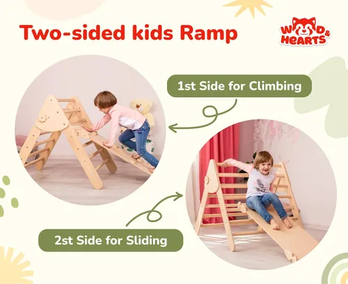 Miniatura 4 de Wood And Hearts Juego de Triángulos de Tres Piezas Juguetes de Madera Triángulo de Escalada Montessori Juguetes de Escalada para Niños Pequeños