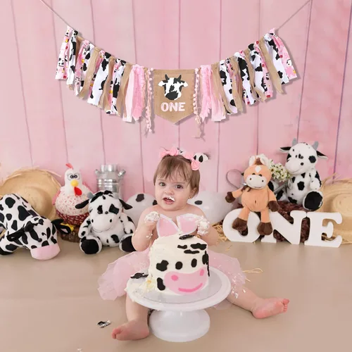 Miniatura 4 de Banner para silla alta de Cowgirl One – Decoración de cumpleaños de fiesta de vaquera, pancarta para silla de bebé, fondo de fotos de pastel