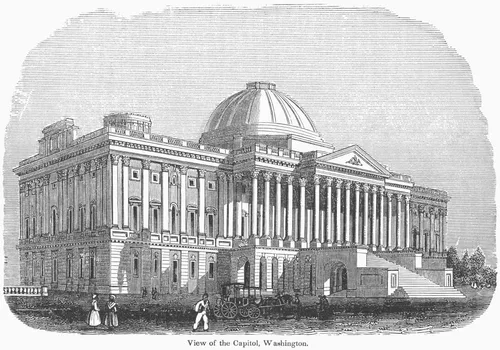 Capitolio de Estados Unidos 1848 Nview Of The US Capitol Building Washington DC Grabado 1848 Póster impreso por (18 x 24)