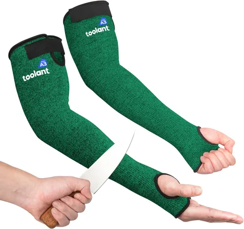 Miniatura 9 de OriStout Mangas de jardinería resistentes a cortes con orificio para el pulgar, verde, 2 pares, mangas protectoras para brazo para trabajo