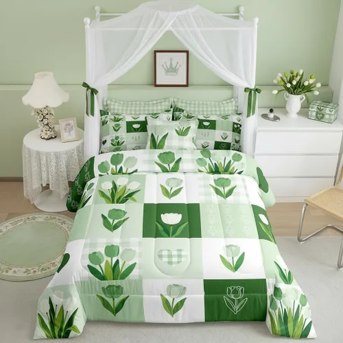 Miniatura 14 de Castle Fairy Rose Lipstick Bedding Set Elegant Quilted Comforter Set Twin Size,Women Cosmetic Duvet Insert with 1 Pillow Sham for Kids Boys Girls