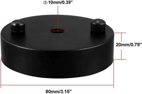 Miniatura 3 de uxcell Placa de luz de techo retro con base puntiaguda chasis disco colgante accesorios 3.150 inx0.787 in negro con tornillo