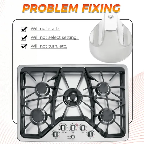Miniatura 4 de Paquete de 5 perillas de control de quemador de cocina WB03X32194 WB03T10329, perillas de acero inoxidable para estufa GE Cafe Series, reemplazo