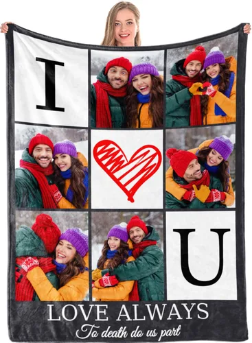 Miniatura 10 de DITKST - Mantas personalizadas con fotos y texto, collage hechas en Estados Unidos, mantas personalizadas con fotos, regalos de cumpleaños, Navidad