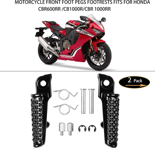 Miniatura 4 de Pedales de reposapiés delanteros y traseros para Honda CBR1000RR 2004-2014, CBR600RR 2003-2023, CB1000R 2008-2014 modelos (delantero+trasero-negro)
