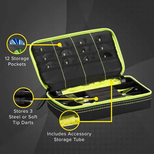 Miniatura 2 de Casemaster Plazma - Estuche para dardos de punta suave y de acero, tiene capacidad para 3 dardos y cuenta con tubo de almacenamiento integrado