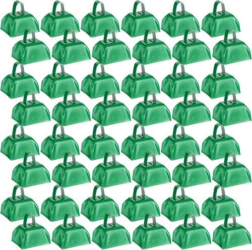 Miniatura 12 de 48 piezas de cencerros de metal con asas, grandes fabricantes de ruido, pequeños instrumentos de percusión de mano, cencerros para eventos de Púrpura