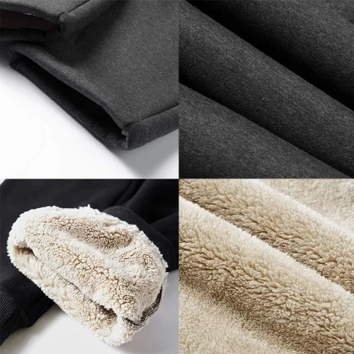 Miniatura 6 de FASKUNOIE Pantalones de forro polar de invierno para hombre, pesados y cálidos, con forro de sherpa, pantalones deportivos para correr con bolsillos