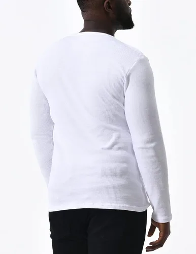 Miniatura 6 de Comfneat Paquete de 2 camisetas térmicas de manga larga para hombre, de punto gofre, suaves, cómodas, con cuello redondo