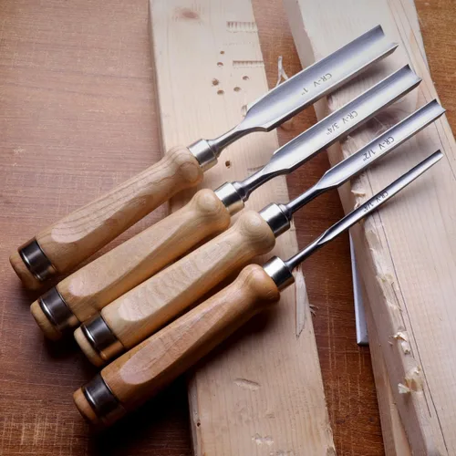 Miniatura 6 de ATOPLEE Juego de cinceles de madera para carpintería, 4 piezas Herramienta profesional de tallado de madera Herramienta de carpintero CR-V de acero