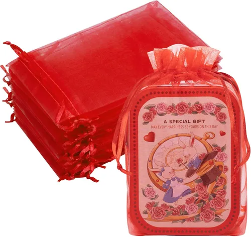Miniatura 47 de Bolsas de organza de 3x4 pulgadas, 50 paquetes de pequeñas bolsas de regalo de malla con cordón, bolsas de muestra para fiesta, boda, baby shower