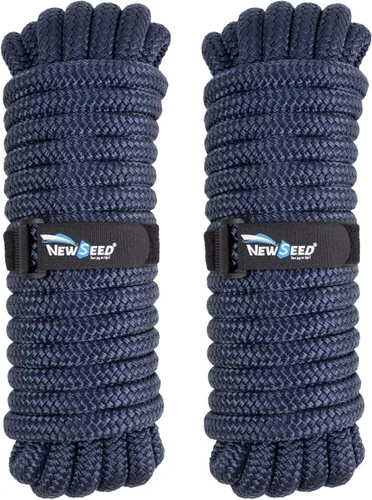 Miniatura 10 de MALZE-NEWSEED Líneas de Amarre Paquete de 2 de 5/8" x 25' Cuerda de Barco de Nailon Trenzado Doble con Ojales de 15", Líneas de Amarre de Grado