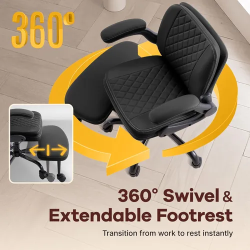 Miniatura 3 de AreShark Silla de Oficina con Piernas Cruzadas: Silla de Escritorio Criss Cross para TDAH con Ruedas y Reposapiés Giratorio Extensible - Silla