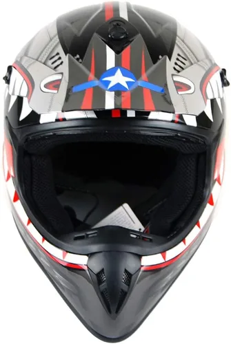 Miniatura 4 de 1Storm - Casco de motocross para adultos BMX MX ATV Dirt Bike Downhill Mountain Bike estilo Monster Shark Racing HKY_SC09S Negro tiburón