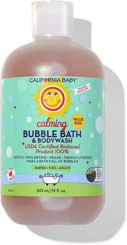 California Baby Baño de burbujas de lavanda calmante + lavado para bebés | 100% a base de plantas | Baño de burbujas 2 en 1 para niños + gel de baño
