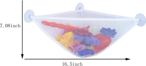Miniatura 2 de chil Organizador de juguetes de baño con 3 ventosas fuertes montadas para baño/ducha, solución de almacenamiento, red de almacenamiento de juguetes