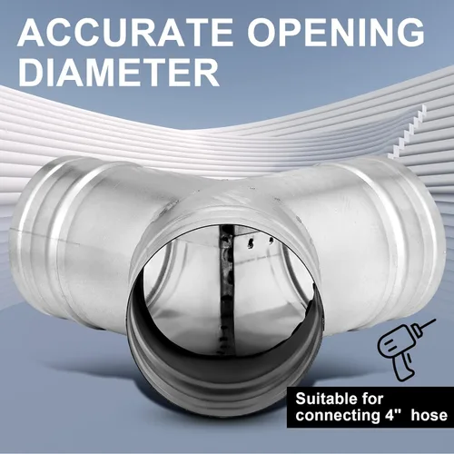 Miniatura 4 de Therwen Divisor de conducto de 4 pulgadas y 3 vías para ventilador de escape en forma de Y, conector de manguera de conducto de metal en forma de Y
