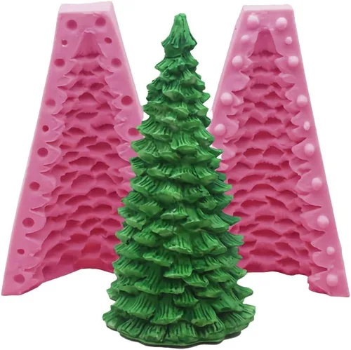 Molde de vela de silicona para árbol de Navidad 3D para hacer velas, moldes de jabón de silicona de pino de Navidad, decoración de tartas,