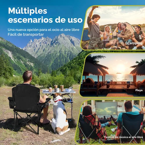 Miniatura 8 de Silla de camping ALPHA CAMP 2 Pack Silla portátil con enfriador de 3 latas Silla plegable con bolsillo lateral y portavasos, plegable para camping