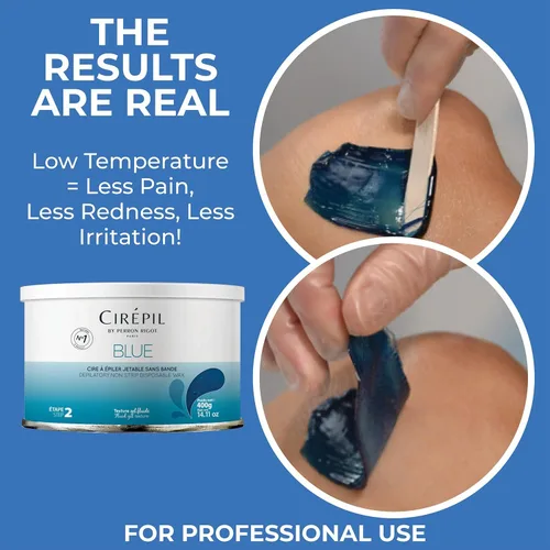 Miniatura 6 de Cirepil - Azul - Lata de cera dura de 400g / 14.11 oz - Cera para cara y cuerpo, sin fragancia y sin tiras necesarias - Perfecta para piel sensible
