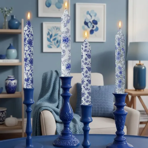 Miniatura 84 de Candelabros cortos de 5 pulgadas con velas cónicas verde oscuro, 4 piezas para cena, hogar, boda, fiesta, decoración