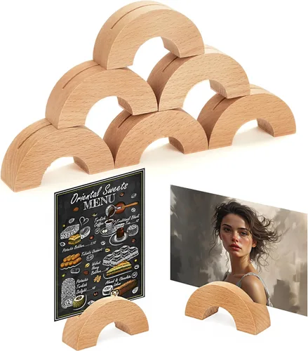 6 soportes para tarjetas de lugar de madera, para menú, tamaño A6, soporte para números de mesa para restaurantes, fotos para bodas, banquetes y